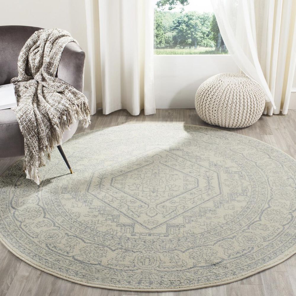 Safavieh Adirondack ADR108S 6" Round Ivory and Slate Area Rug, , large
