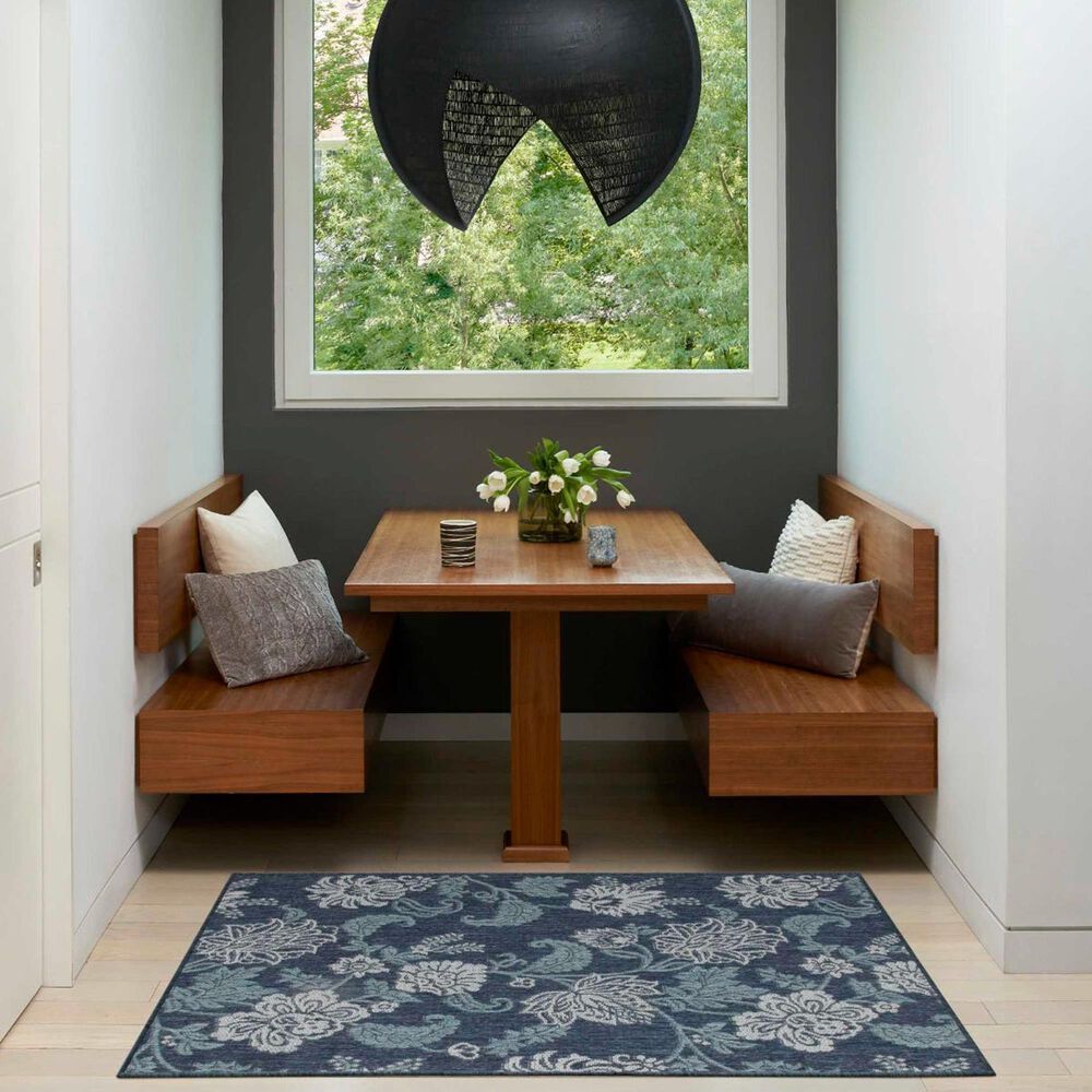 Nourison Garden Oasis GOA03 Navy 3&#39; x 5&#39; Indoor/Outdoor Area Rug, , large