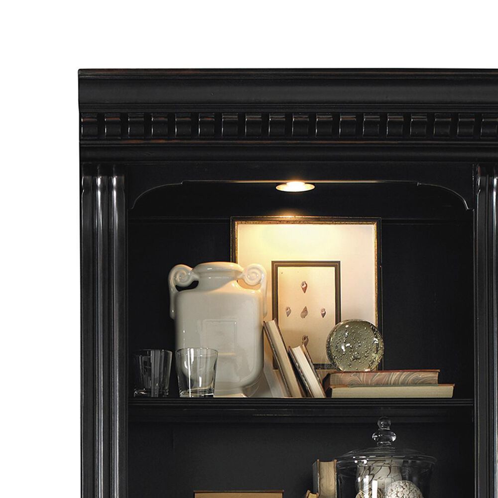 Hooker Furniture Telluride Door Bunching Bookcase in Black with Reddish Brown Rub-Through, , large