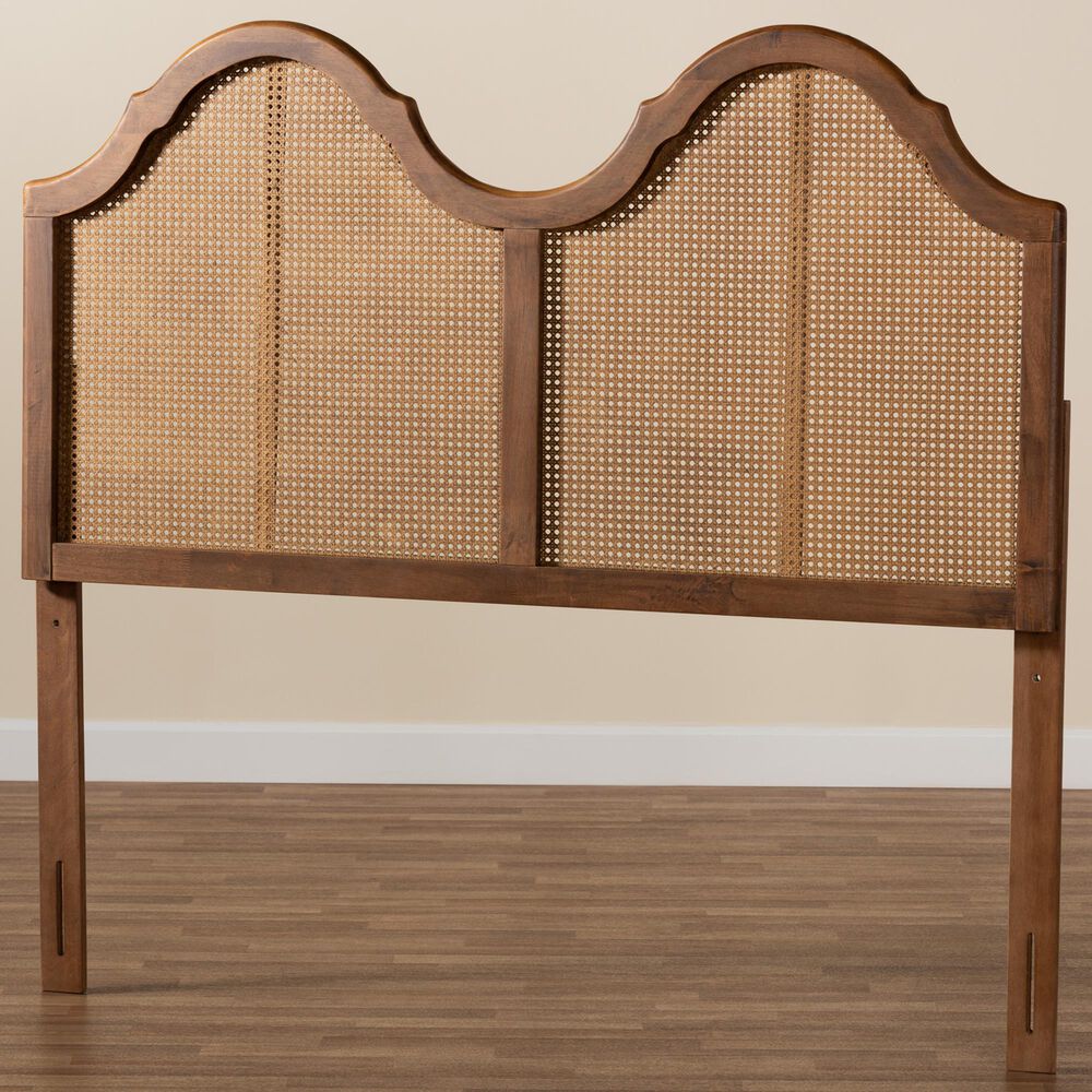 Baxton Studio Hazel King Arched Headboard in Ash Walnut, , large