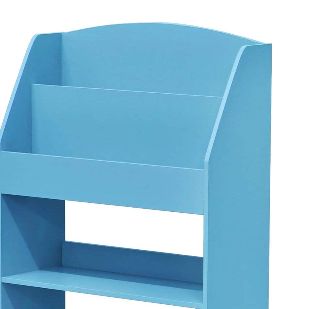 HOMLUX 4-Tier Space Saving Bookshelf with Storage Cabinet and Door in Light Blue, , large