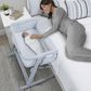 Delta Bedside Bassinet Sleeper in Grey Stripes, , large