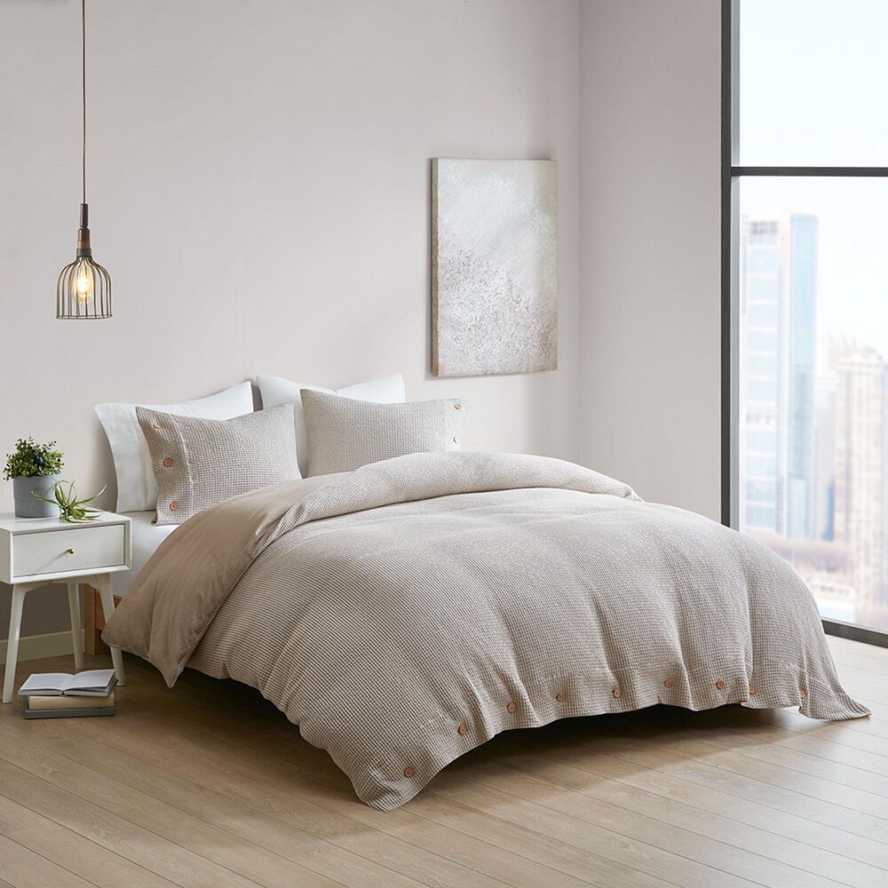 Hampton Park Mara 3-Piece Full/Queen Duvet Cover Set in Taupe, , large