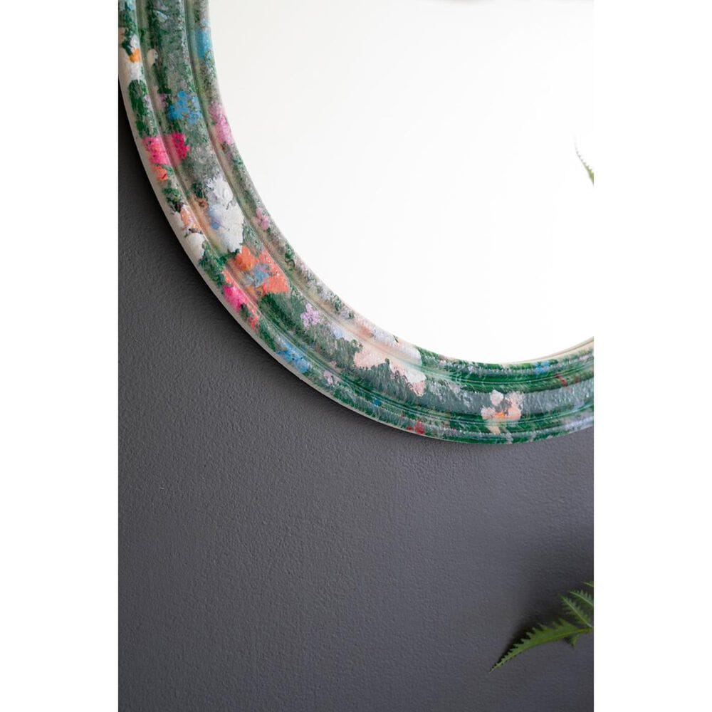 Kalalou Oval Floral Painted Framed Mirror in Multicolor, , large