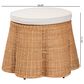 bali & pari Palm 26" Round Ottoman with Light Honey Rattan in White, , large