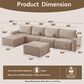 HOMLUX 127.4" Sectional Sofa in Camel, , large