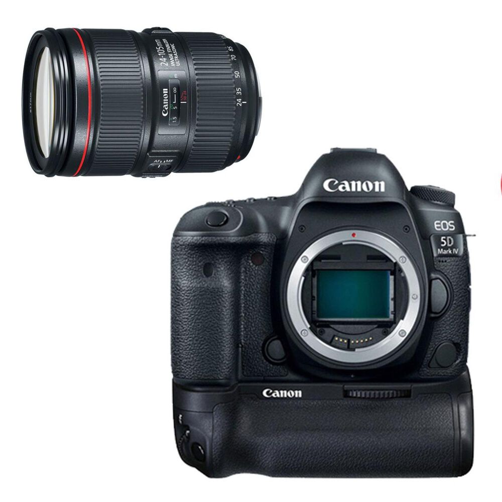 Canon EOS 5D Mark IV DSLR Camera w/ 24105mm and Battery Grip Bundle