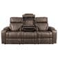 Aurora Furnishings Power Reclining Sofa with Power Headrests in Teramo Brown, , large