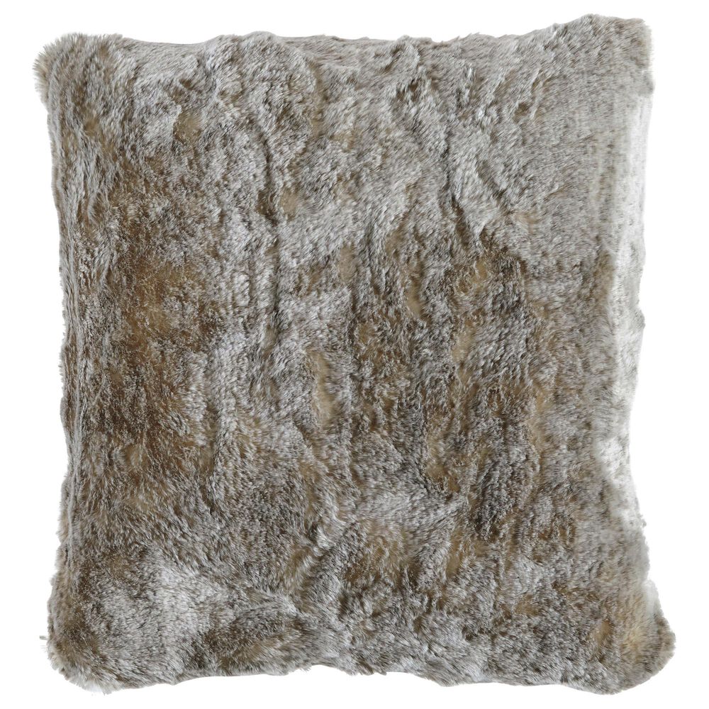 Signature Design by Ashley Raegan 20" x 20" Throw Pillow in Gray Faux Fur, , large