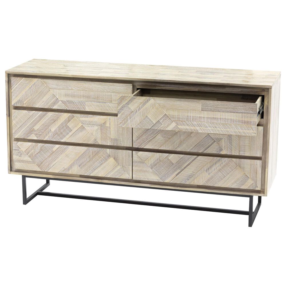 Blue River Peridot 6 Drawer Dresser in Natural Acacia Wood, , large