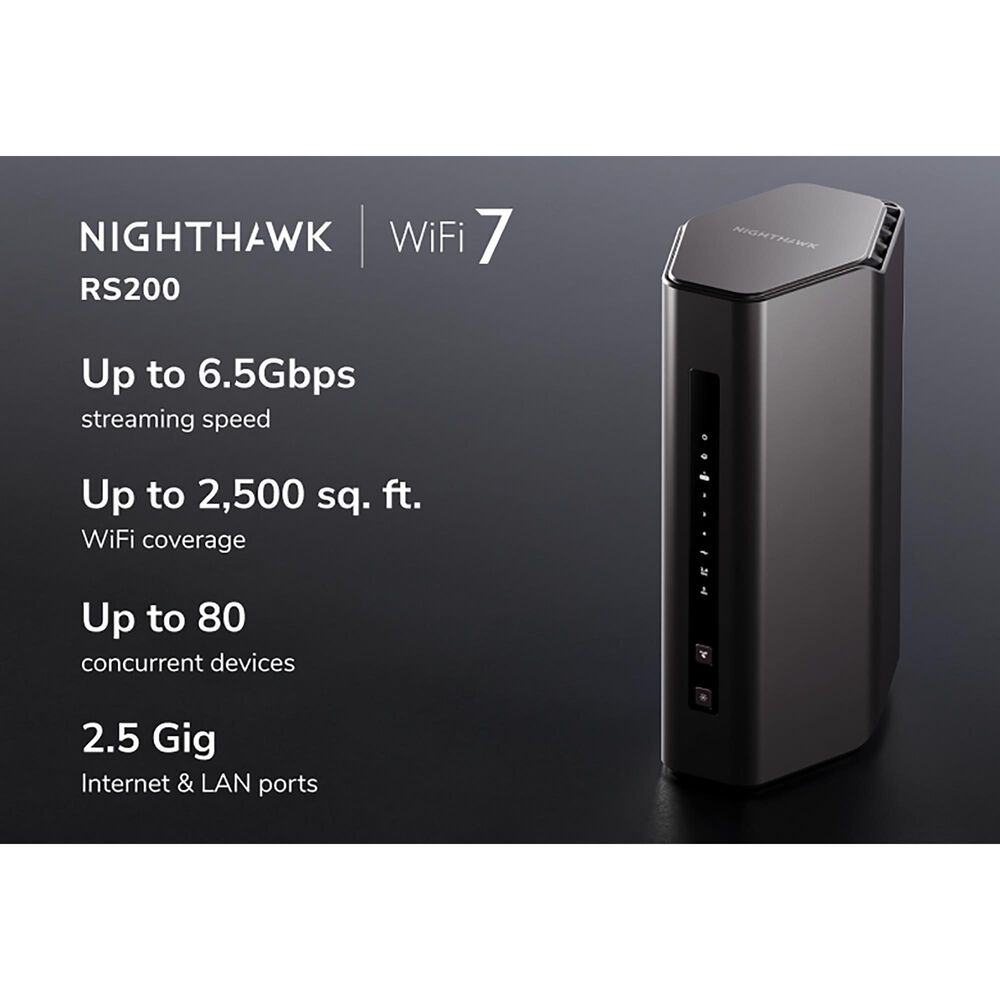 NETGEAR Nighthawk RS200 Wi-Fi 7 Dual-Band Router in Black, , large