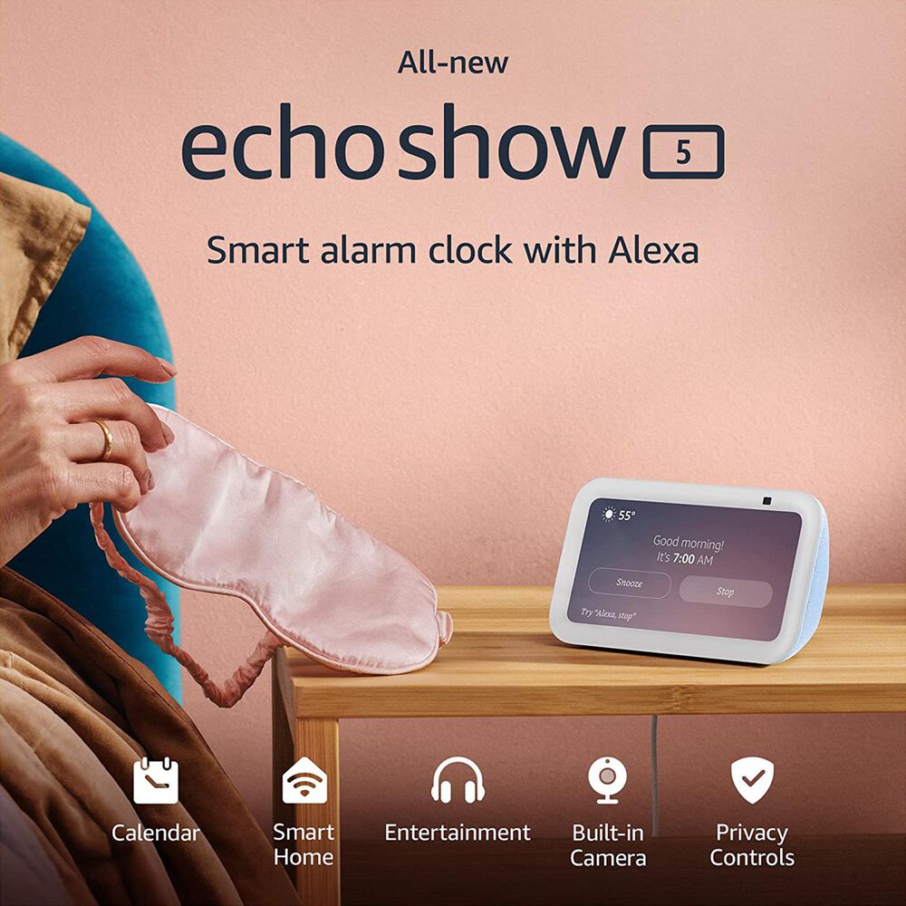 Amazon Echo Show 5 3rd Gen Smart display with deeper bass and clearer sound in Cloud Blue, , large