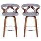 Lumisource Gardenia Swivel Counter Stool with Grey Cushion in Walnut and Chrome (Set of 2), , large
