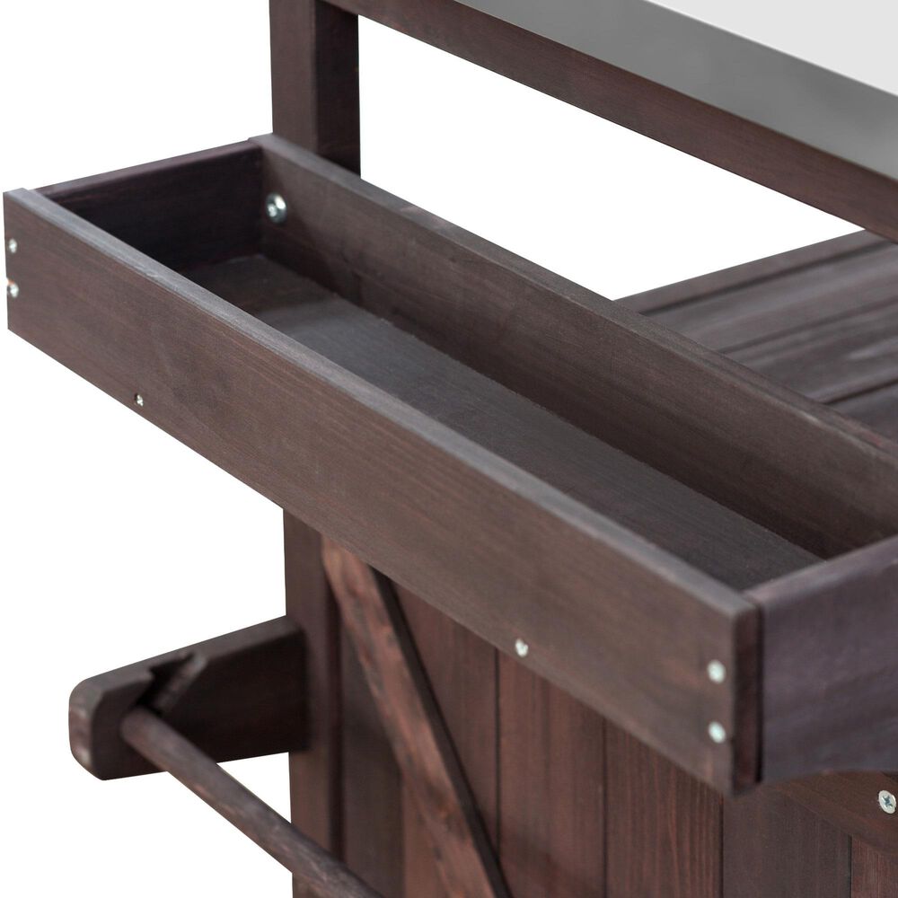 HOMLUX 50" Outdoor Kitchen Island in Dark Brown and Stainless Steel, , large