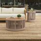 Hearth and Haven 2-Piece Outdoor Coffee Table and Side Table Set with Woven Rope Design in Beige and Teak, , large