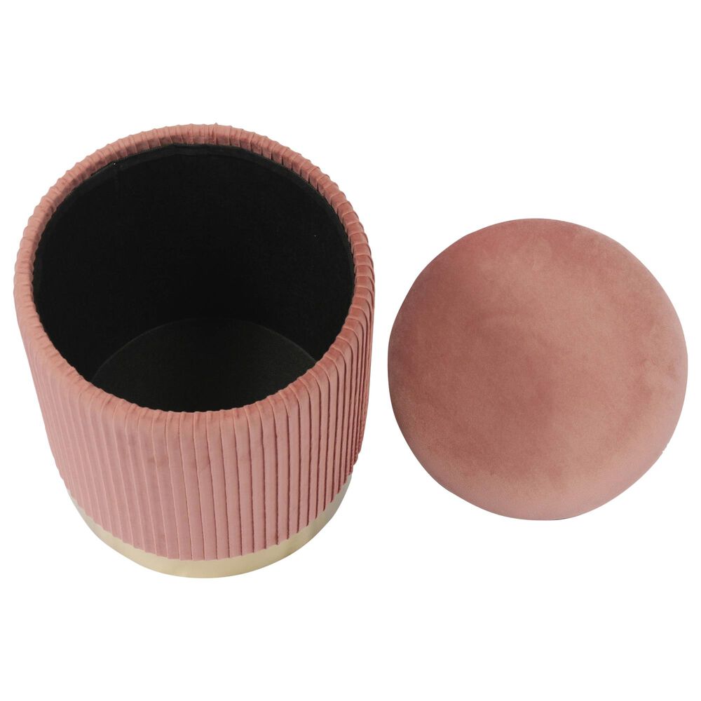 Tov Furniture Zoe Storage Ottoman in Blush Velvet Nebraska Furniture Mart
