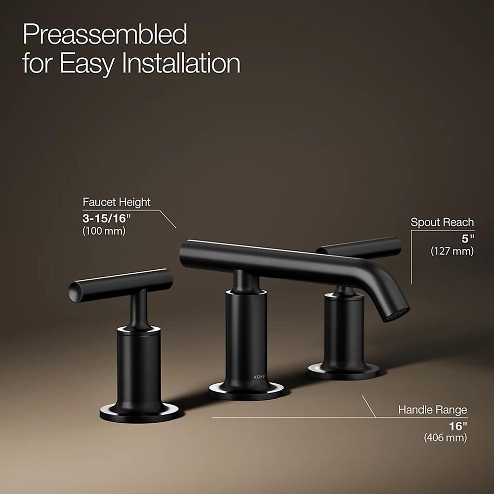 Kohler Purist Widespread Bathroom Sink Faucet in Matte Black, , large
