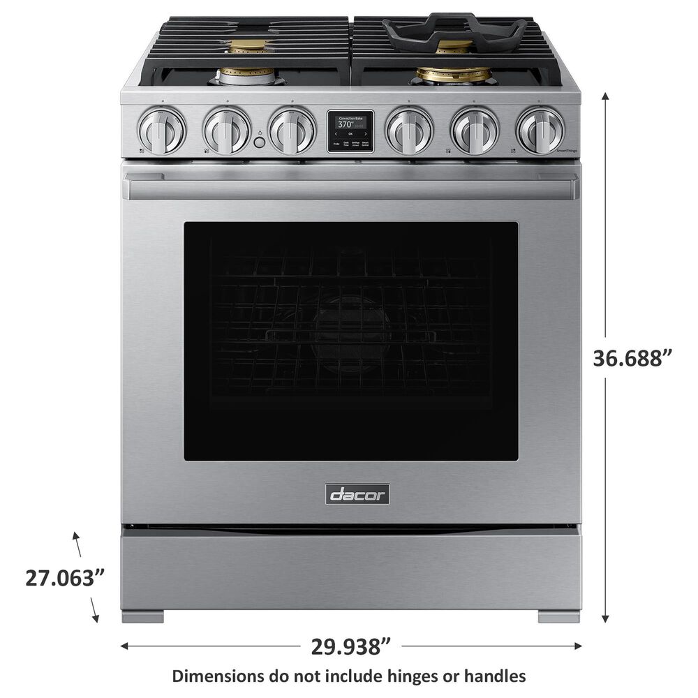 Dacor 30&quot; Professional Dual Fuel Range in Silver Stainless Steel, , large