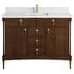 James Martin Kinnsden 48" Single Bathroom Vanity in Sable Oak with Single Hole 3 cm White Zeus Silestone Top and Rectangular Sink, , large