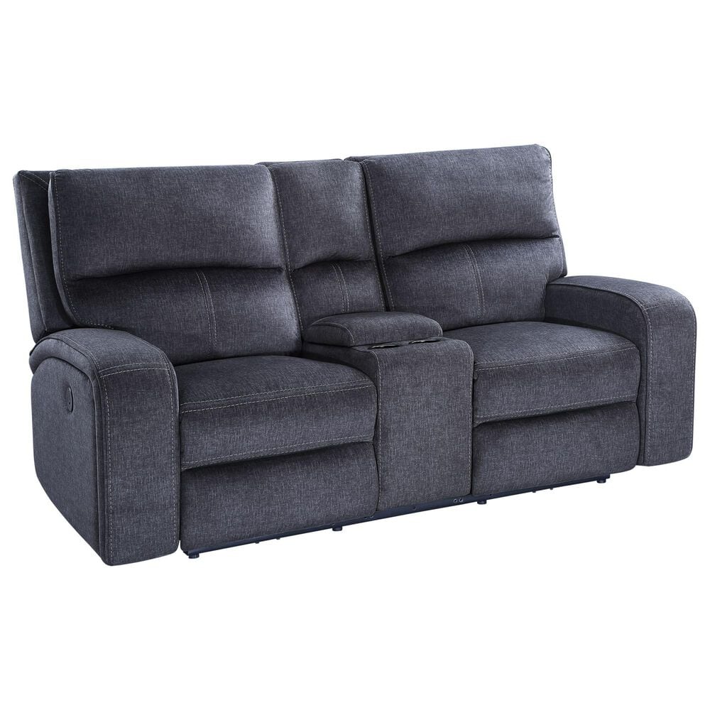 Steve Silver Lovell Power Console Loveseat in Charcoal, , large