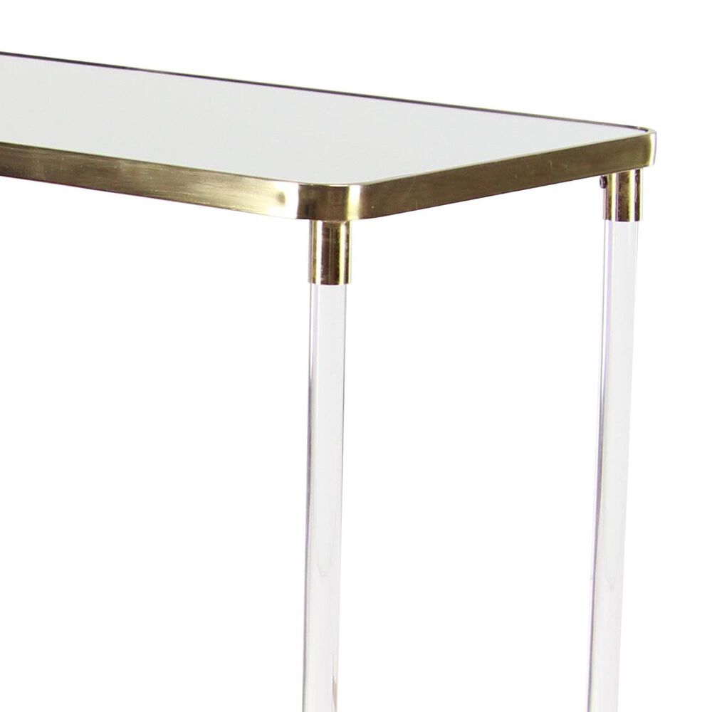 Maple and Jade 32" Rectangular Console Table with Mirrored Top in Gold, , large