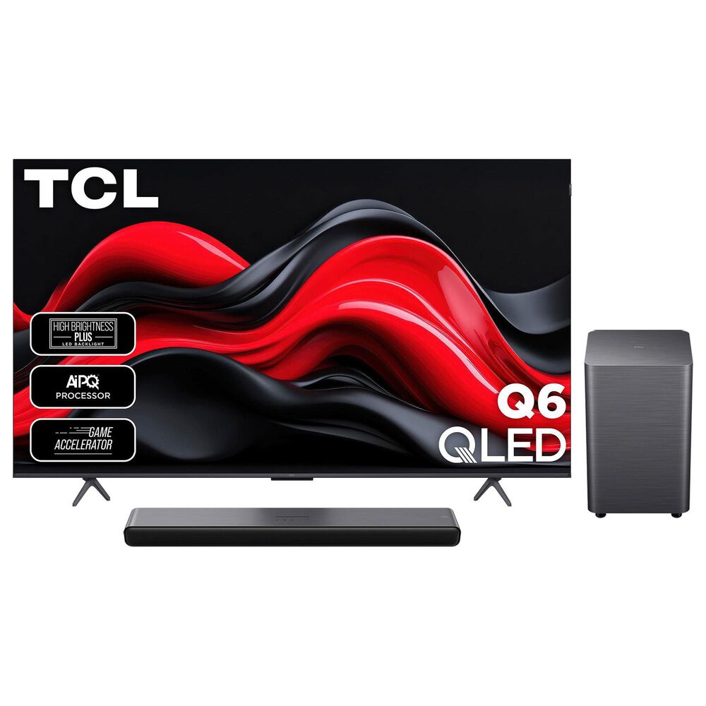 TCL 55" Class Q6 Series 4K UHD HDR QD-Mini LED - Smart Google TV with S Class 2.1 Channel Soundbar System in Black, , large