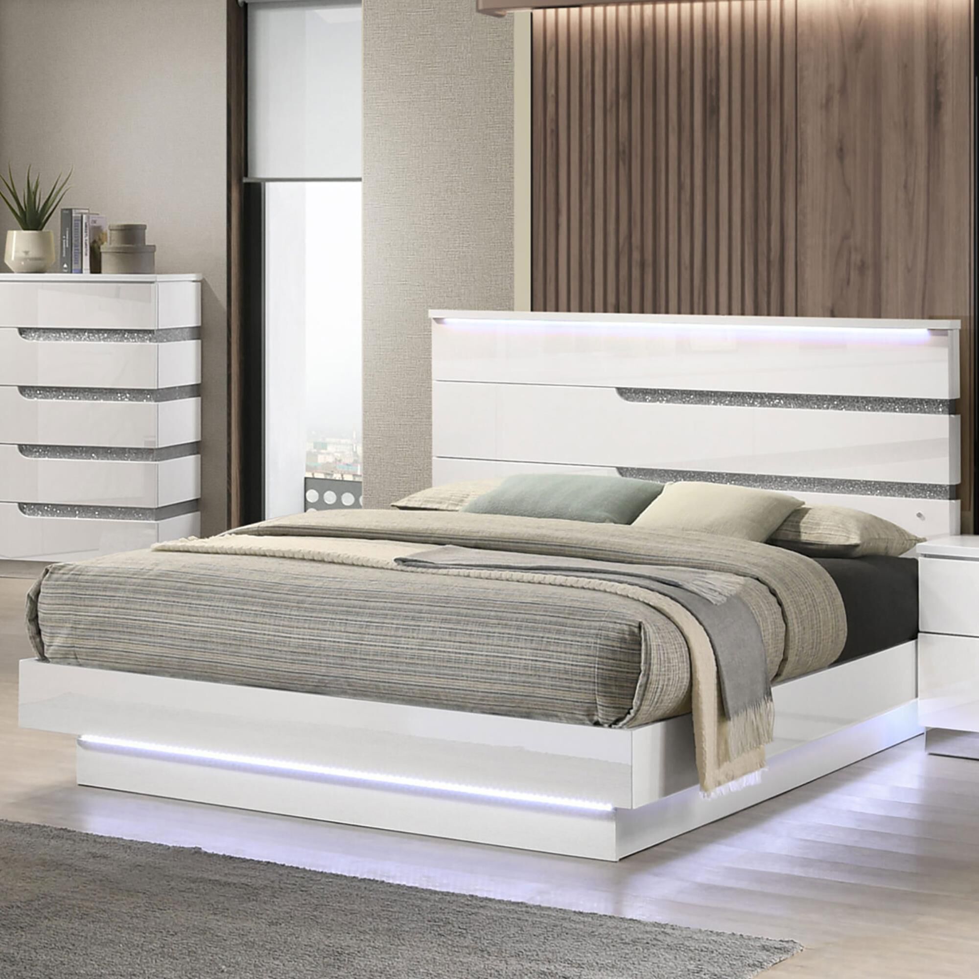 Glossy white bed frame discount