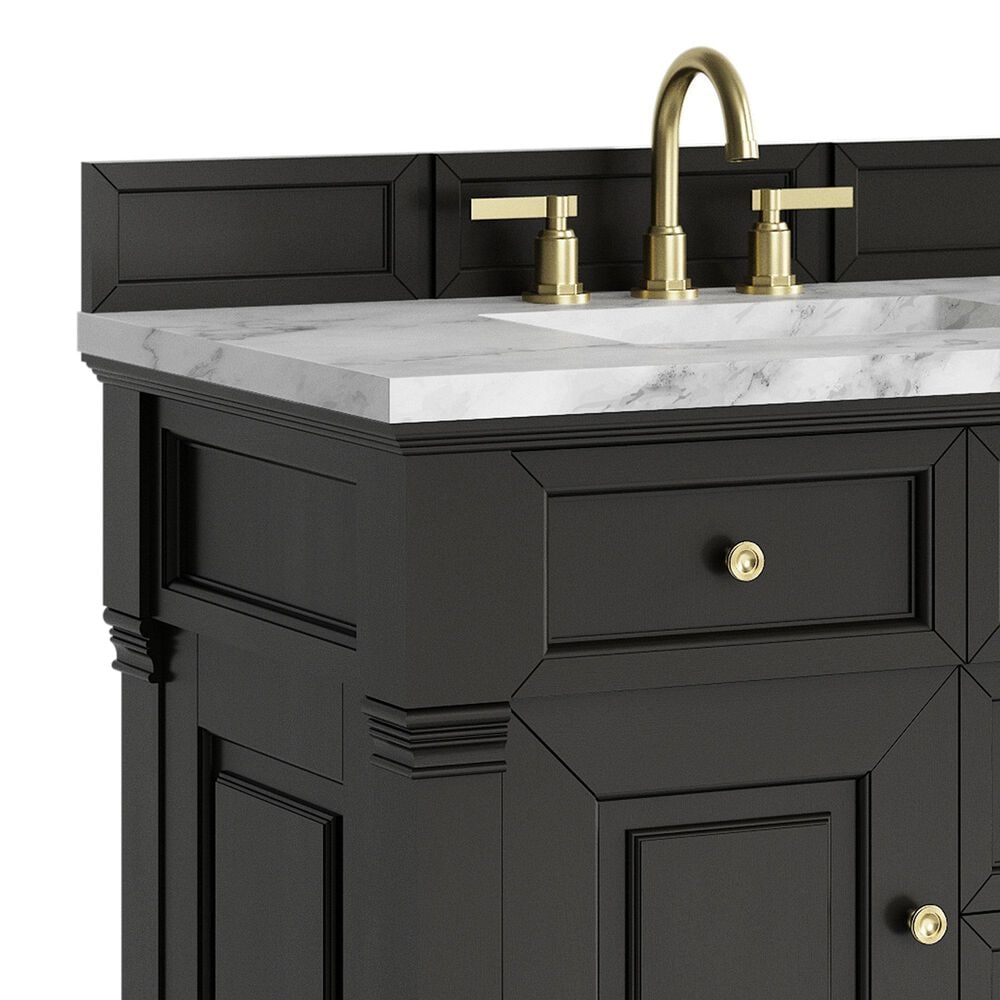James Martin Vanities Brookfield 36&quot; Single Bathroom Vanity in Black Onyx with 3 cm Carrara White Marble Top and Rectangular Sink, , large