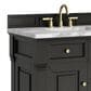 James Martin Vanities Brookfield 36" Single Bathroom Vanity in Black Onyx with 3 cm Carrara White Marble Top and Rectangular Sink, , large