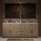 Lexora Home Abbey 84" Double Bathroom Vanity in Grey Oak with 2 cm White Carrara Marble Top and Rectangular Sinks, , large