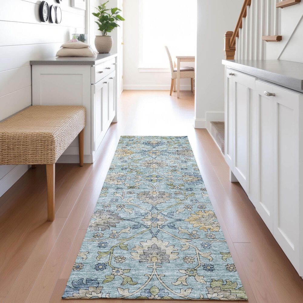 Dalyn Rug Company Silk Road Denim, Sky, Gray, Gold, Ivory and Fern 2&#39;3&quot; x 7&#39;6&quot; Runner, , large