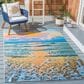 Safavieh Barbados Tropical Sunset 3"3" x 5" Gold and Blue Indoor/Outdoor Area Rug, , large