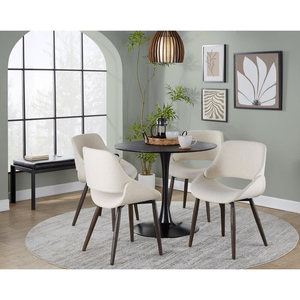 LumiSource Fabrico Side Chair with Cream Fabric Cushion in Dark Walnut (Set of 2), , large