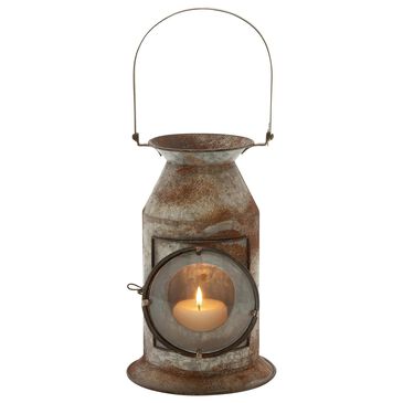 Maple and Jade 19" Rustic Metal Solid Lantern in Grey, , large