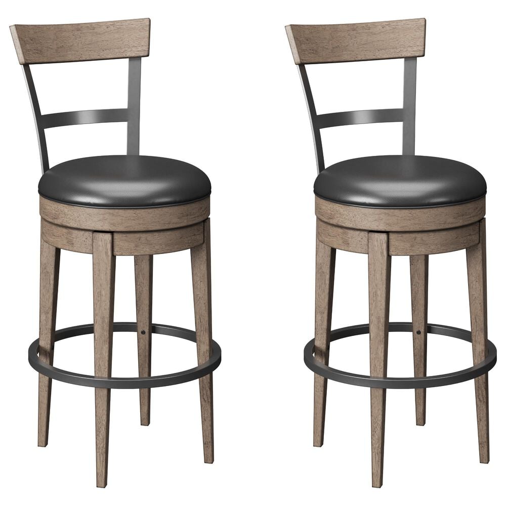 Emerald Home Furnishings Benton Swivel Bar Stool in Pecan Brown (Set of 2), , large