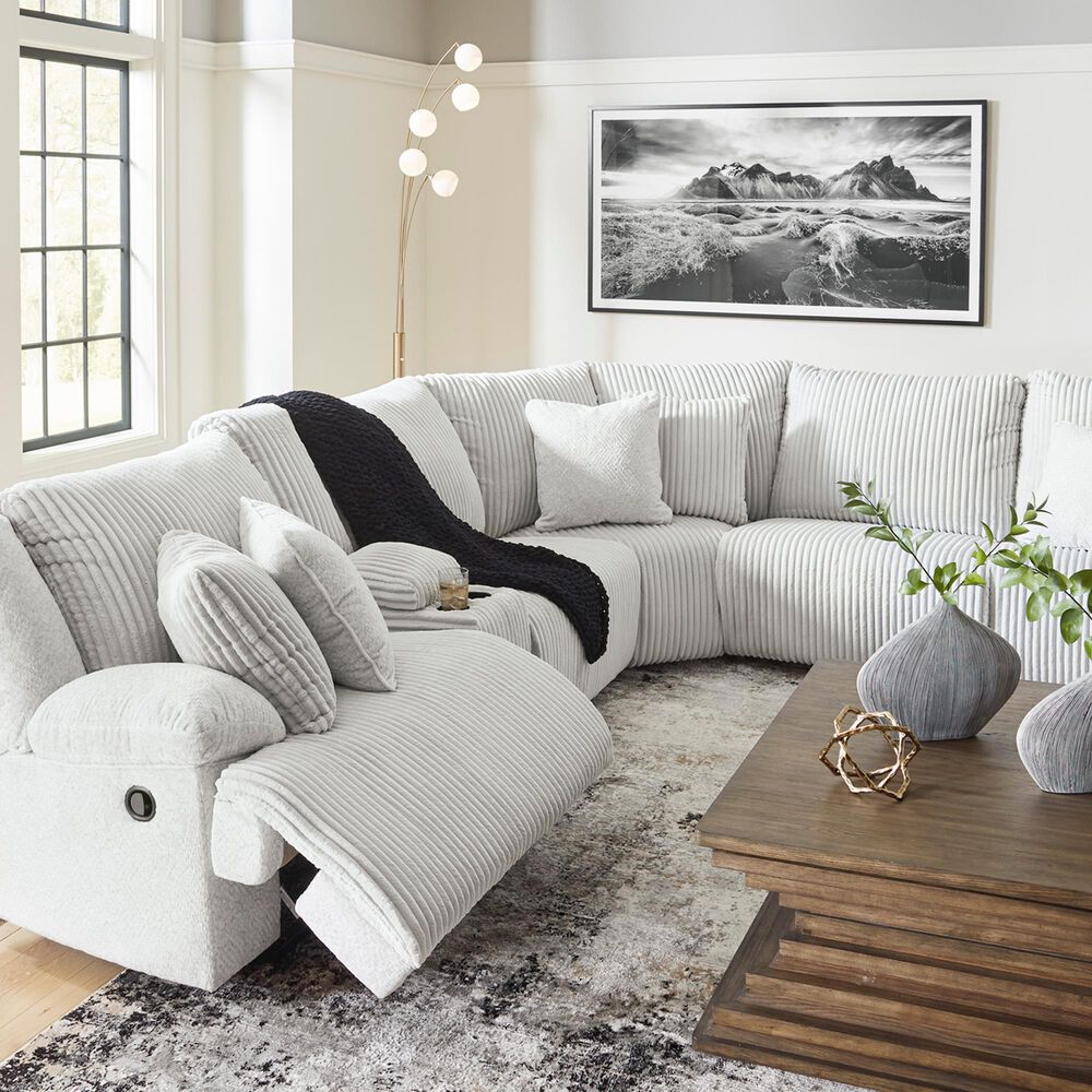 Ashley Top Tier 6-Piece Manual Reclining Sectional with Chaise in Alloy, , large