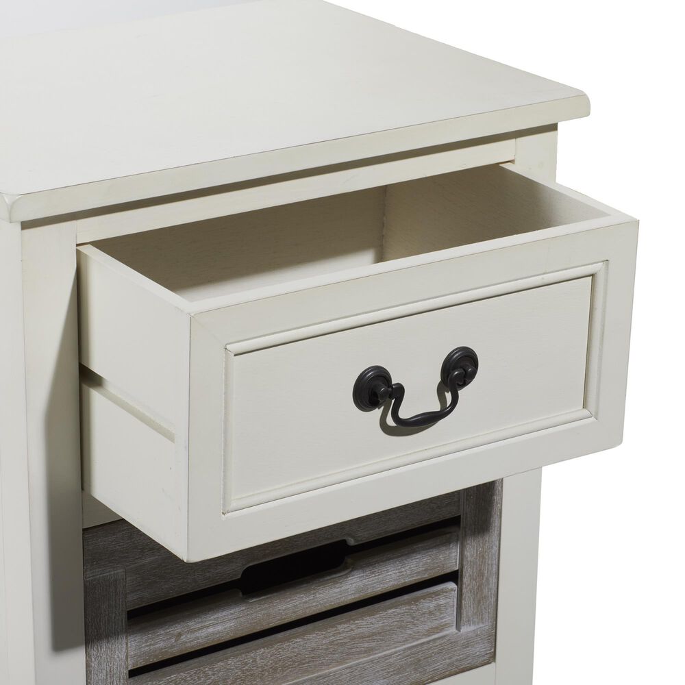 Maple and Jade 3-Drawer Side Table in White and Taupe, , large