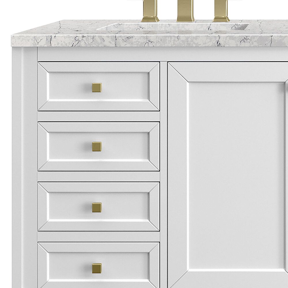James Martin Vanities Chicago 60&quot; Double Bathroom Vanity in Glossy White with 3 cm Eternal Jasmine Pearl Quartz Top and Rectangular Sinks, , large