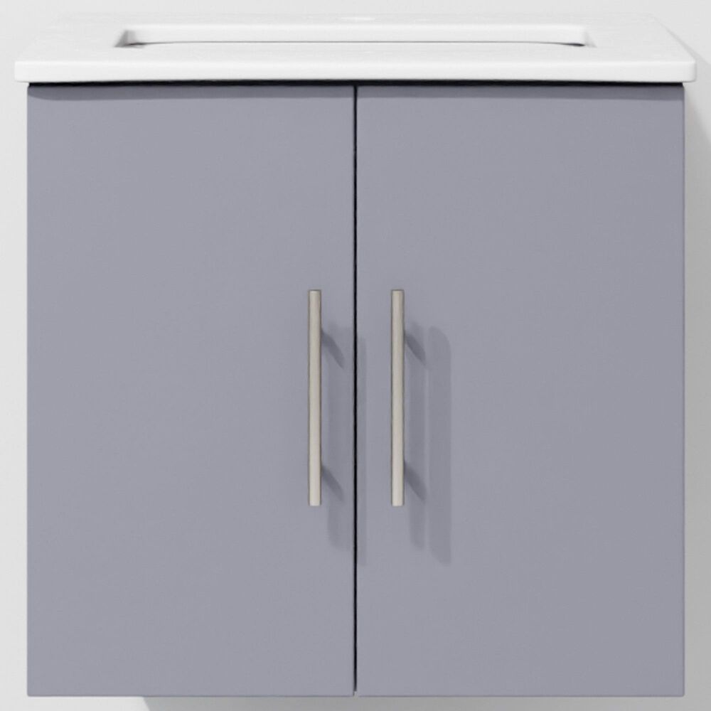 Lexora Home Geneva 24" Single Bathroom Vanity in Dark Grey with 2 cm White Cultured Marble Top and Rectangular Sink, , large