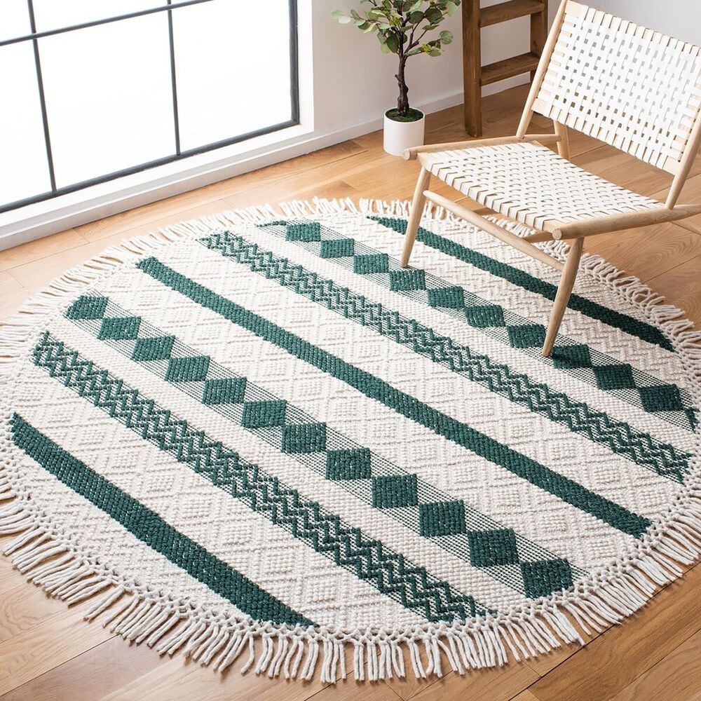 Safavieh Natura 6&#39; Round Ivory and Green Area Rug, , large