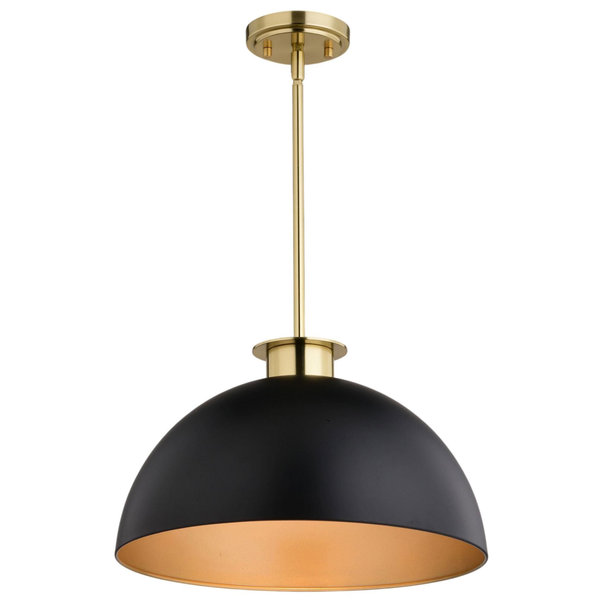 Vaxcel Devon 1-Light Pendant in Matte Black and Satin Brass