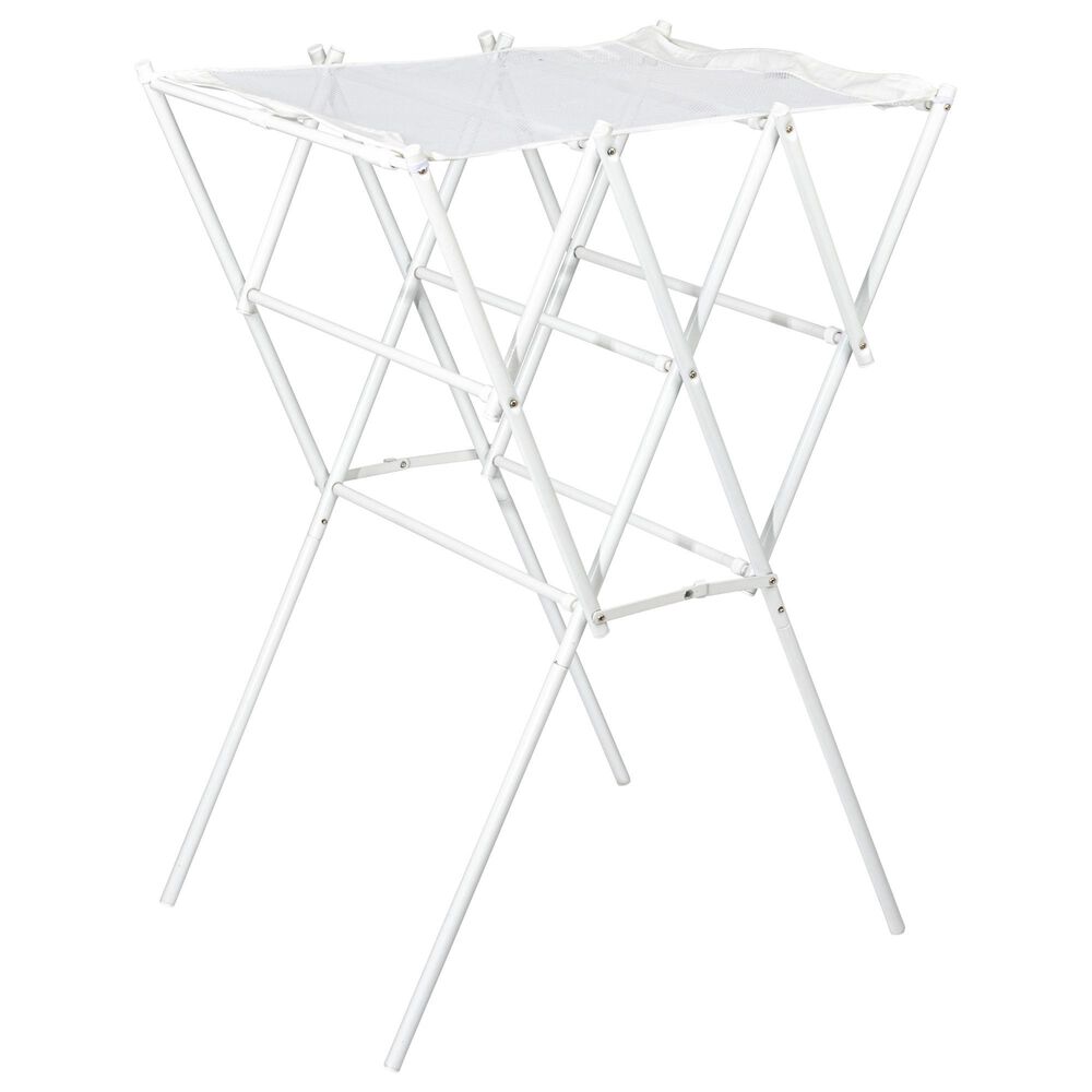Household Essentials Foldable Clothes Drying Rack in White, , large