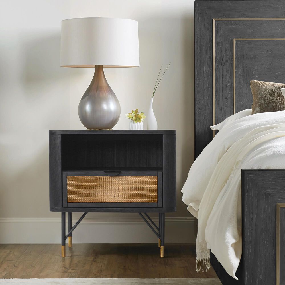 Blue River Saratoga 1-Drawer Nightstand in Black and Natural, , large