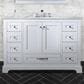 Lexora Home Dukes 48" Single Bathroom Vanity in White with 2 cm White Carrara Marble Top and Rectangular Sink, , large