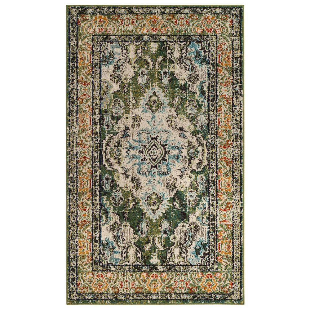 Safavieh Monaco MNC243F-3 3&#39; x 5&#39; Forest Green/Light Blue Area Rug, , large