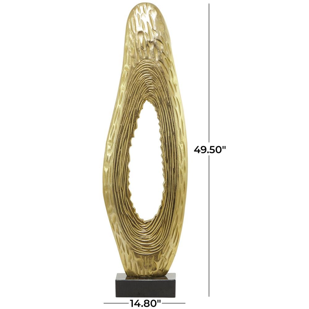 Maple and Jade Abstract Teardrop Decorative Sculpture in Satin Gold and Black, , large
