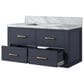 Lexora Home Castor 36" Single Bathroom Vanity in Blue with 2 cm White Carrara Marble Top and Rectangular Sink, , large