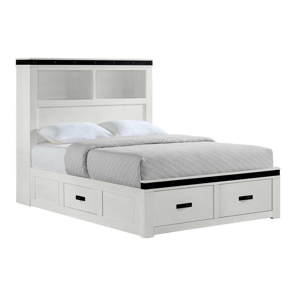 Mayberry Hill Wade 4-Piece Full Storage Bedroom Set in White and Black, , large