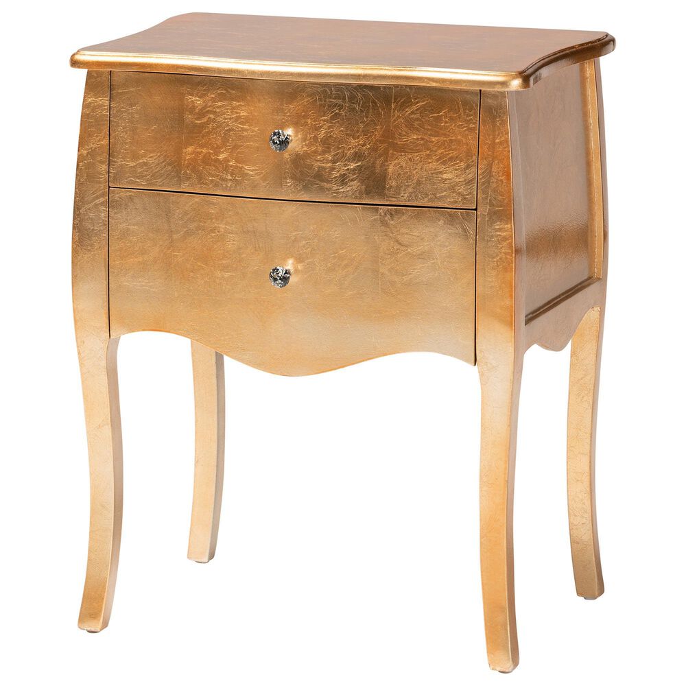 Baxton Studio Patrice 2-Drawer End Table in Gold, , large