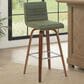 Armen Living Vienna Swivel Bar Height Stool with Vintage Green Upholstery in Walnut, , large